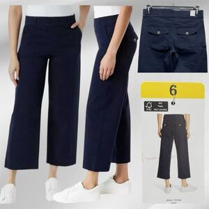 Gloria Vanderbilt Women's Sz 6 Pull On Wide Leg Crop Mid-Rise Tummy Panel Pants